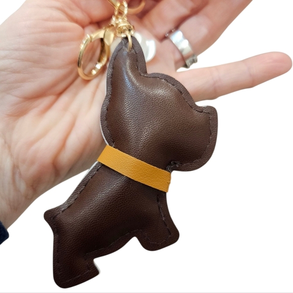 NEW Brown Dog + Flower Bag Charm/Keychain - Picture 3 of 3